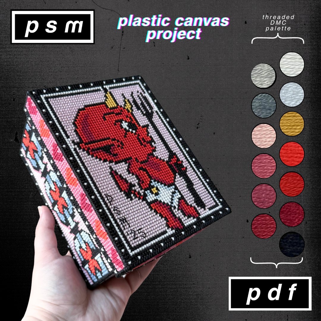 'Lil Devil Pink Plastic Canvas Lidded Box