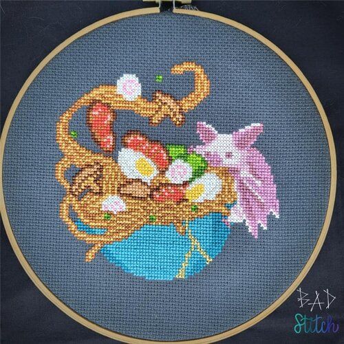 Thumbnail for Ramen Bat Cross Stitch Pattern