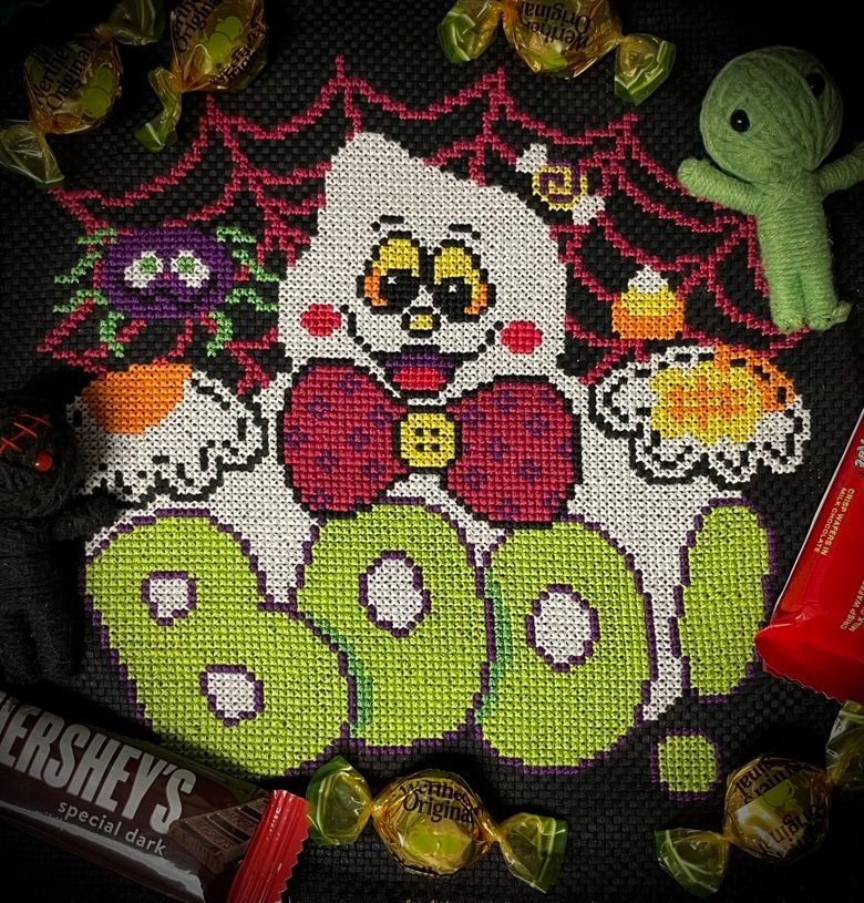 Thumbnail for Retro Vintage Halloween Ghost Cross Stitch Pattern PDF