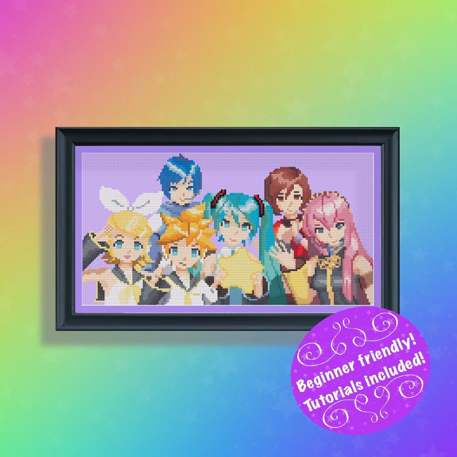 Pixelized Vocaloid Miku Hatsune Group