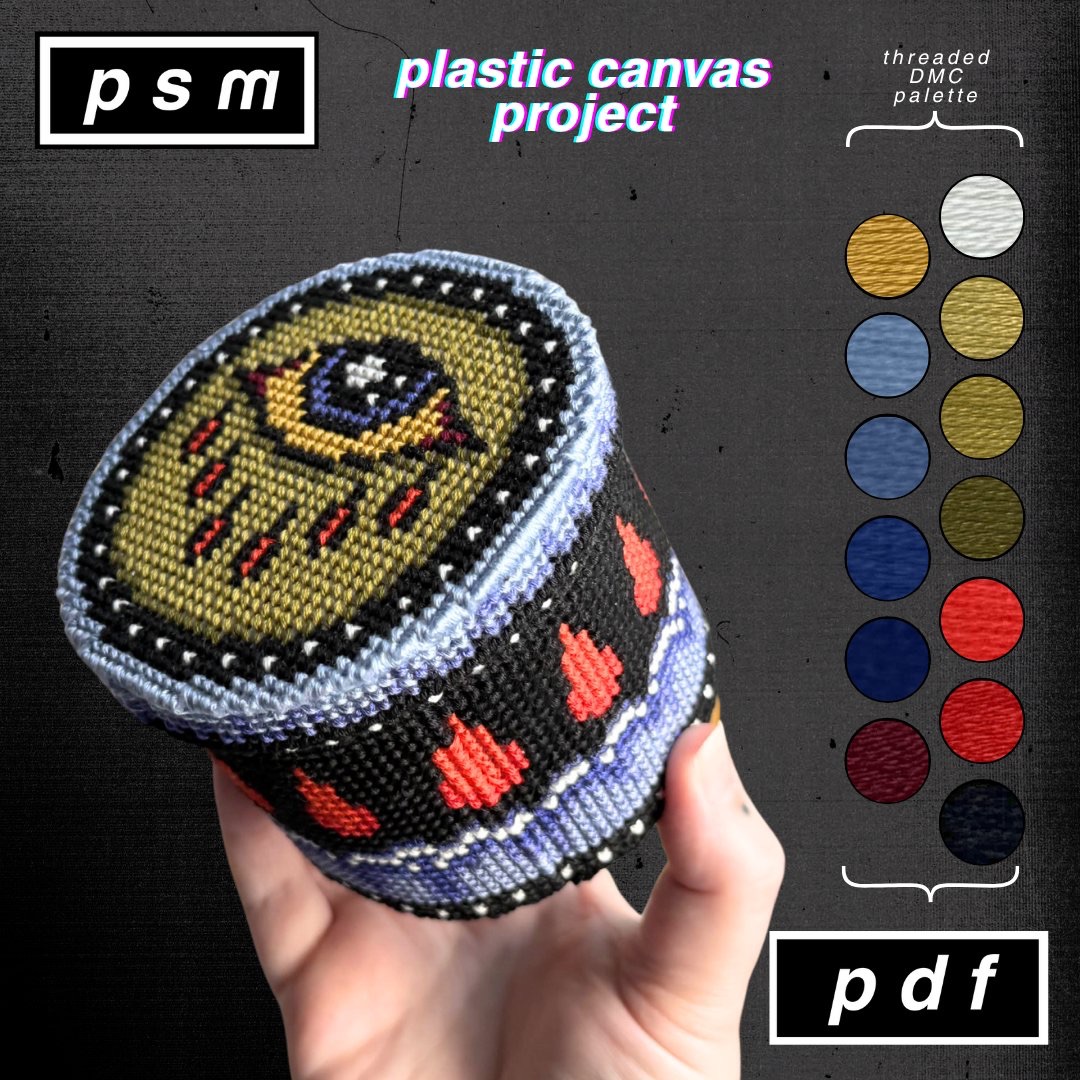 Sick Eye Small Round Box Plastic Canvas Project