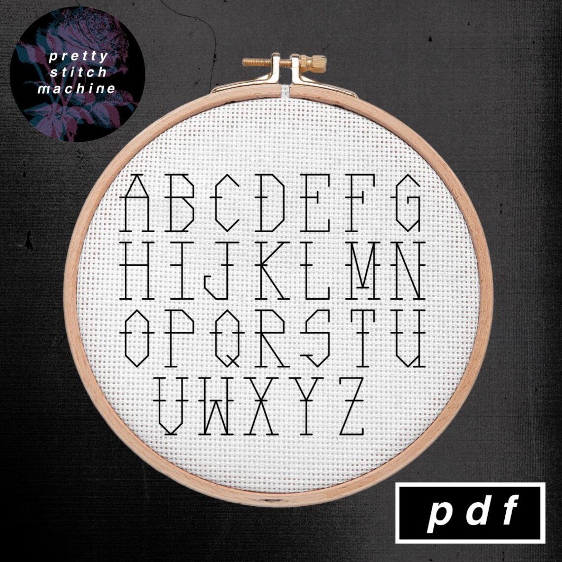 Traditional Tattoo Back Stitch Alphabet / Font Pattern