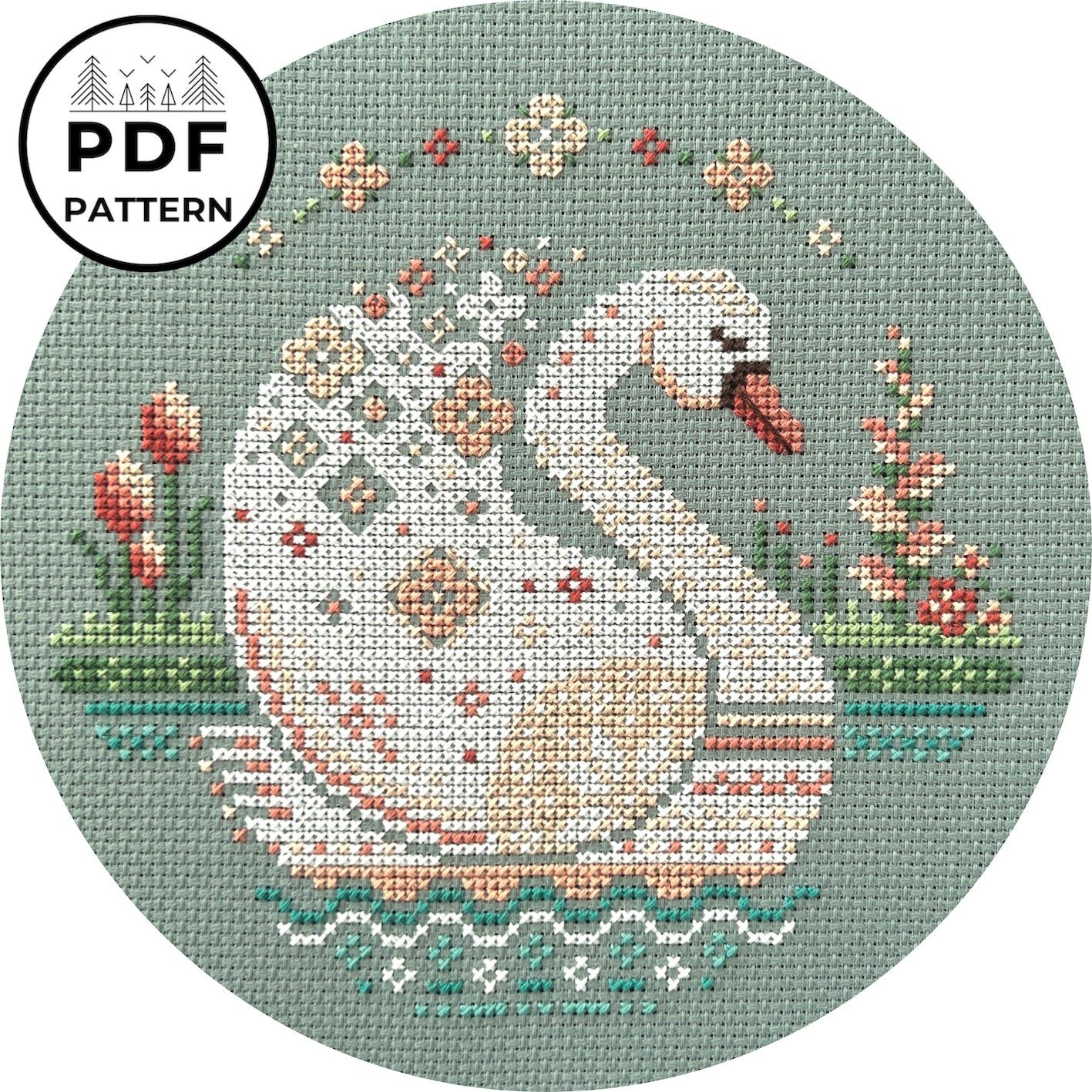 Swan and Flowers