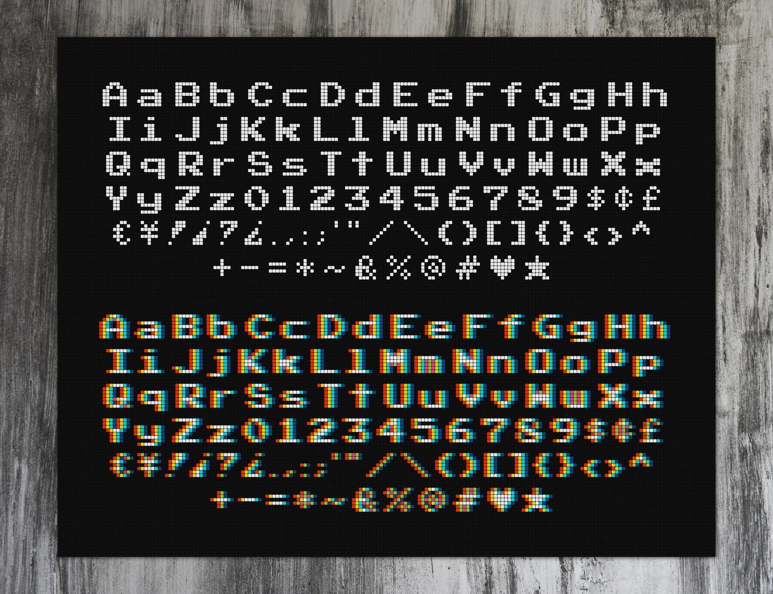 UPDATED! Arcade Alphabet (1x) Font Cross Stitch Pattern
