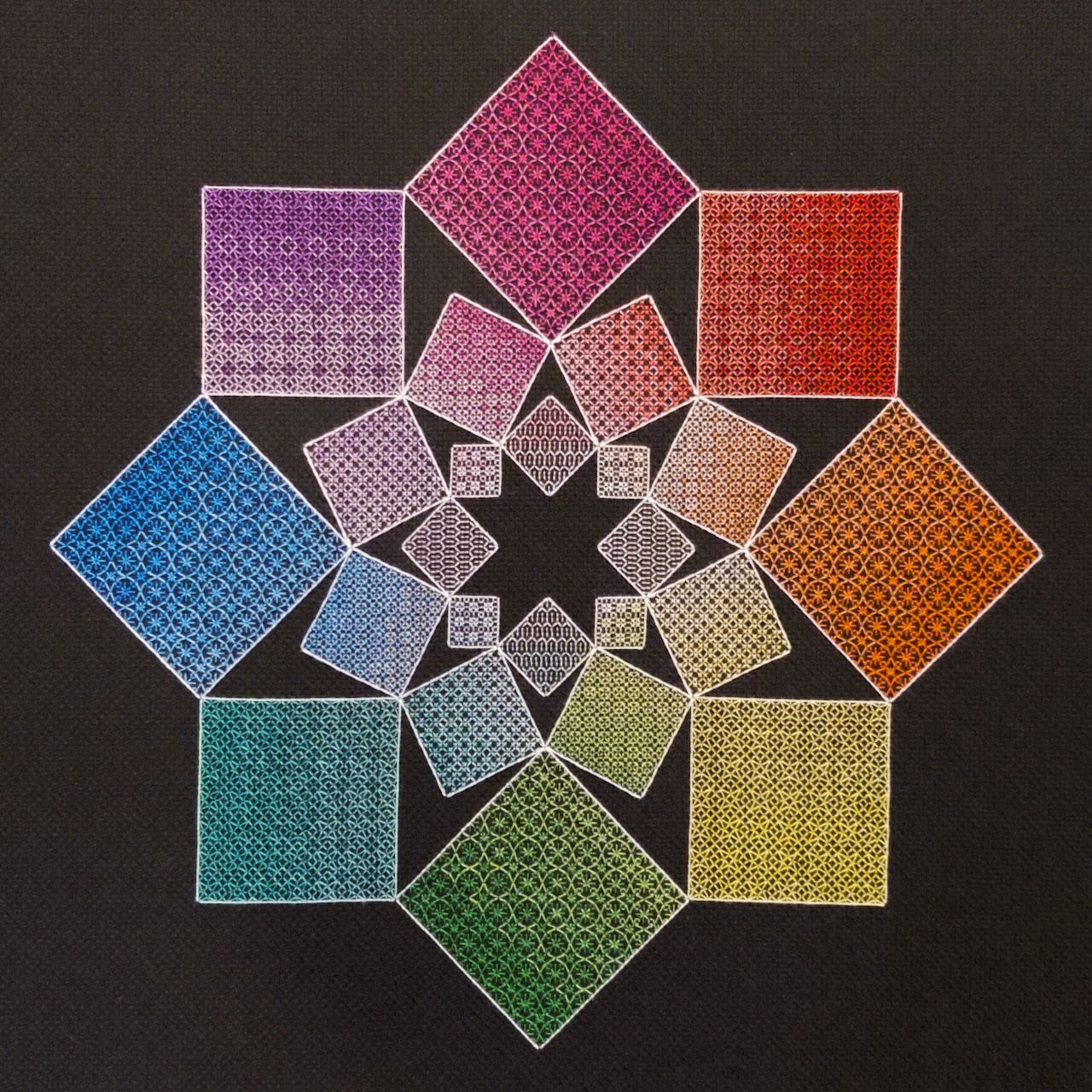 Square Wheel Blackwork Sampler