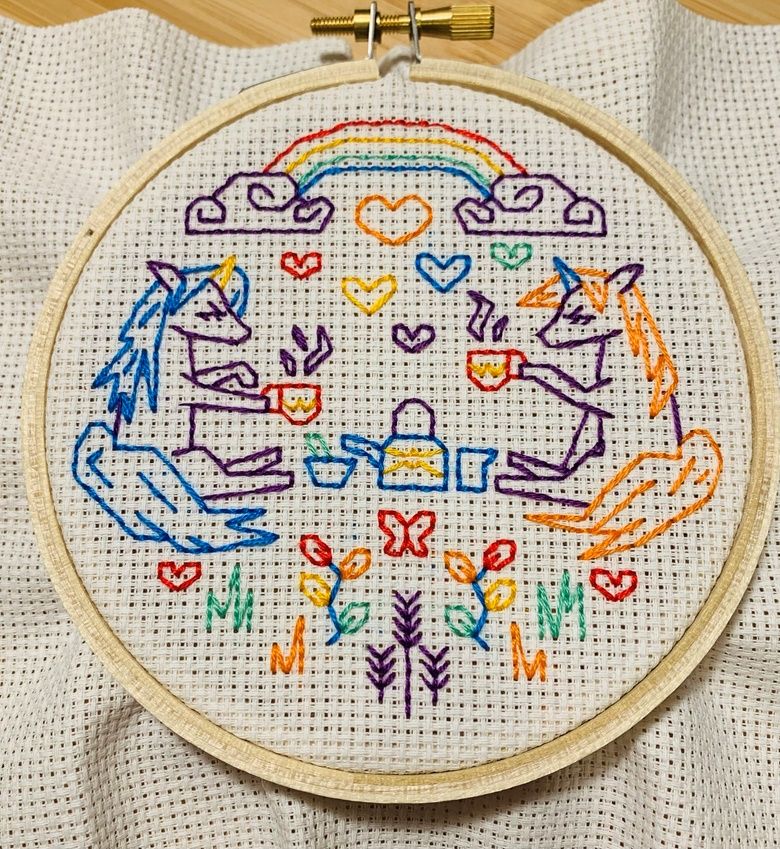 Unicorn Tea Party Blackwork