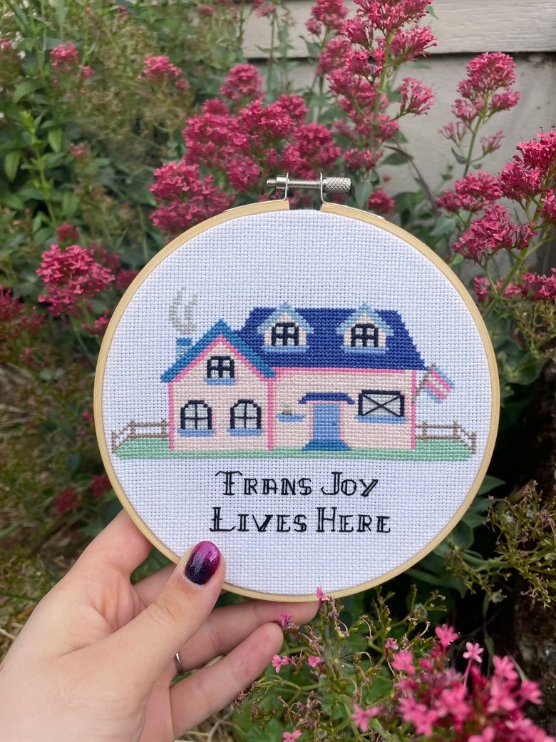 Thumbnail for LGBTQ Pride “Trans Joy Lives Here” Cross Stitch Pattern PDF