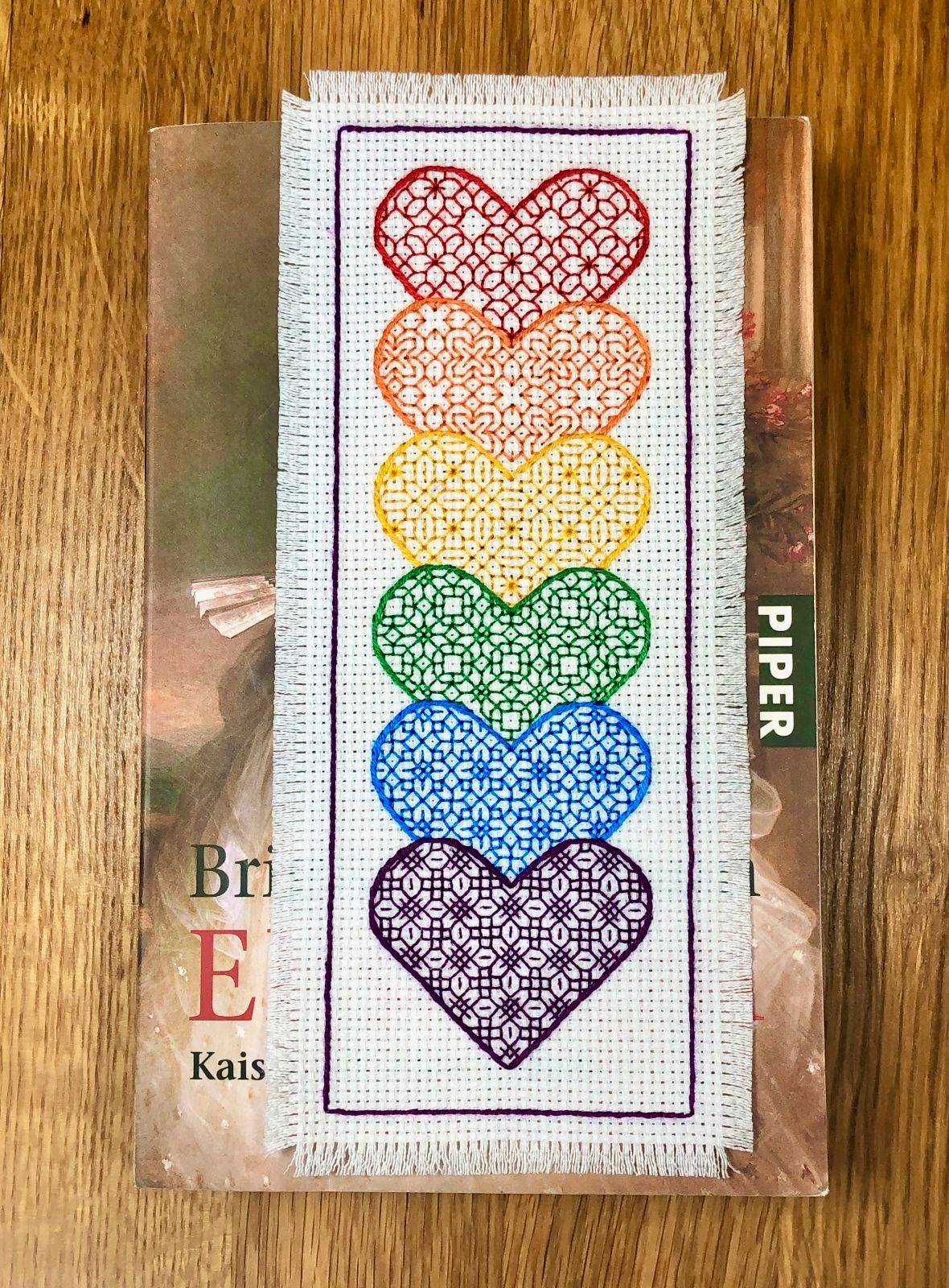 Blackwork Hearts Bookmark