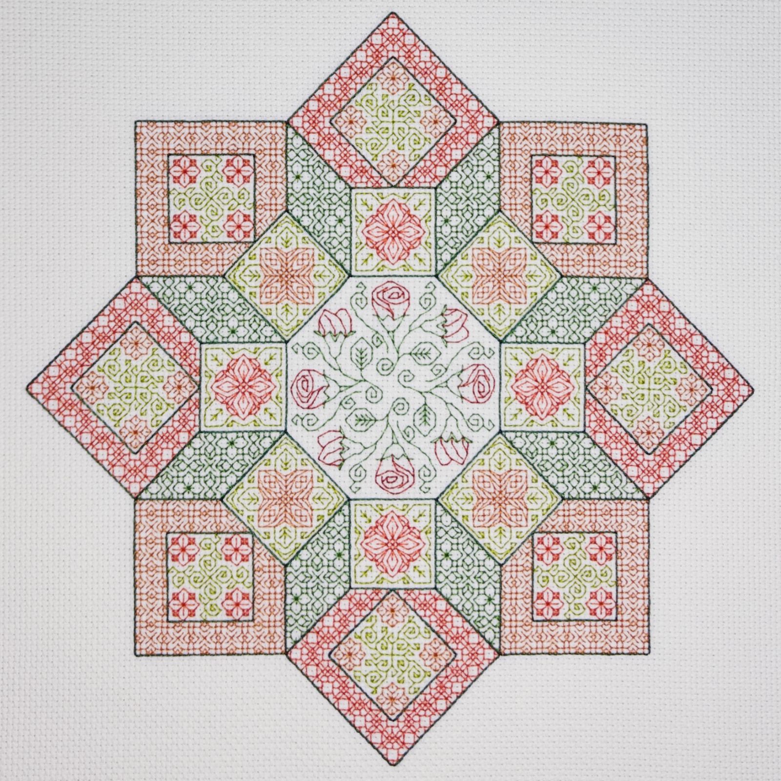Abstract Wreath Blackwork Sampler